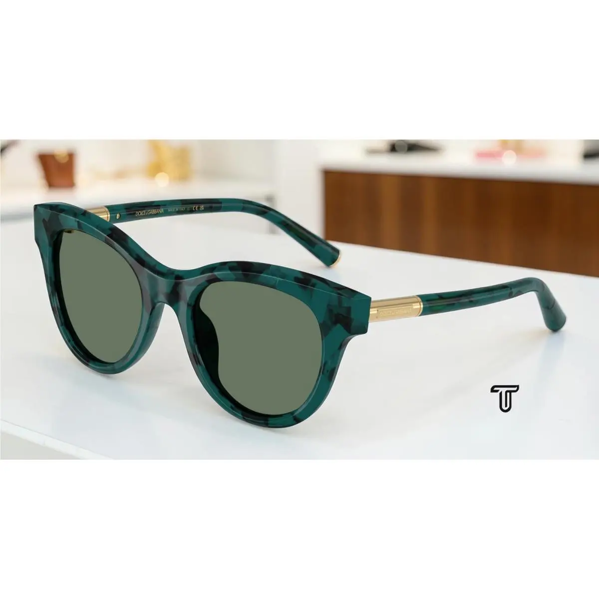 Dolce Gabbana DG4518 3460 2 Pearl Havana Petroleum Green 52mm Women Sunglasses