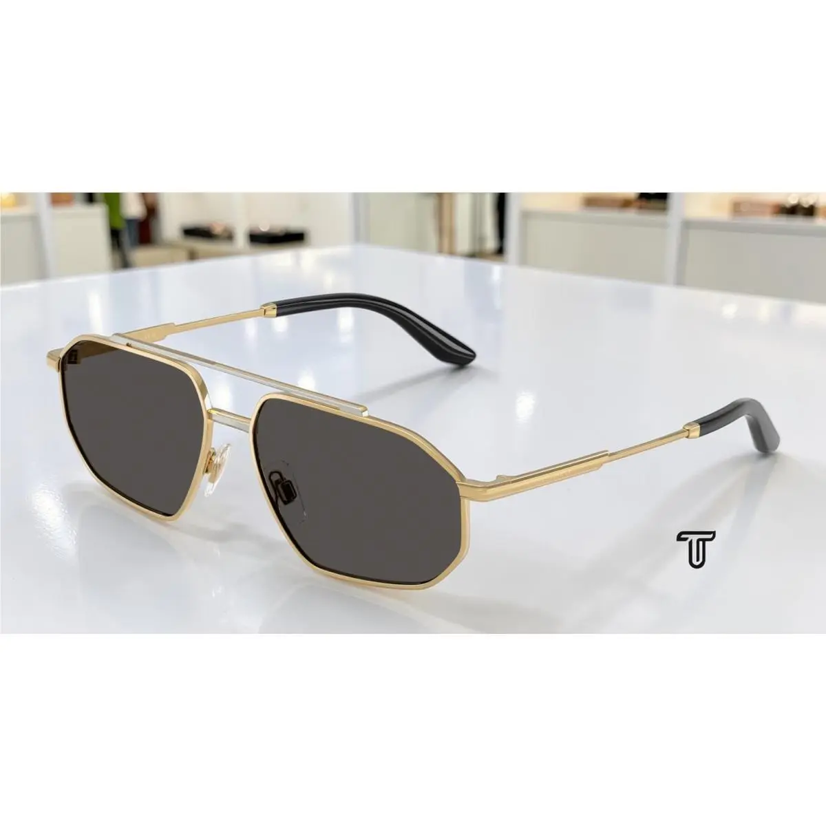 Dolce Gabbana DG2328 131387 Gold Silver Dark Grey 59 mm Men`s Sunglasses