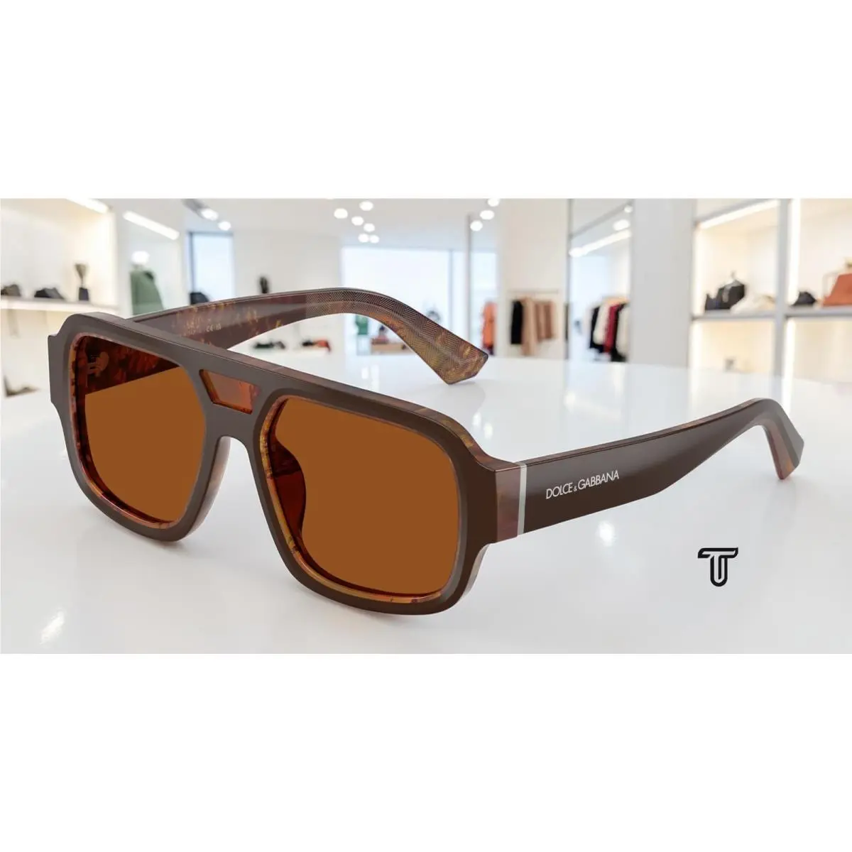 Dolce Gabbana DG4516 345673 Brown Pearl Gold Dark Brown 55 mm Men`s Sunglasses