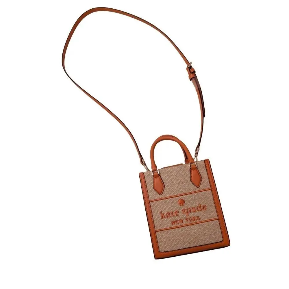 Kate Spade Ellie Mini Orange Straw Leather Crossbody Purse KB921