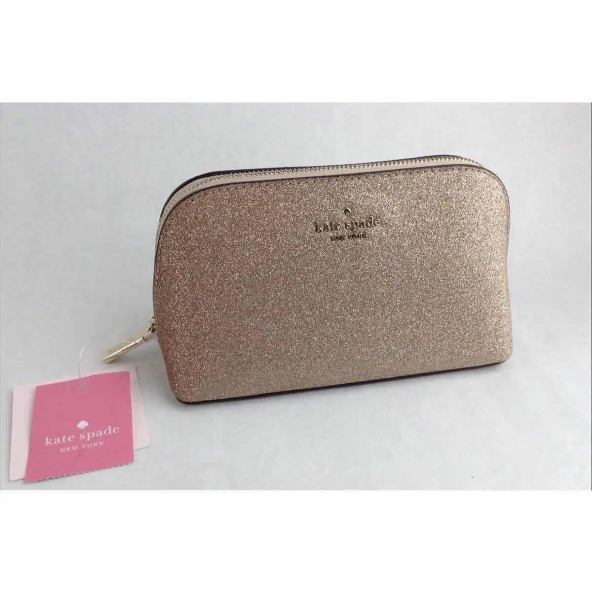 Kate Spade Domed Cosmetic/handbag Rose Gold Josley Glitter