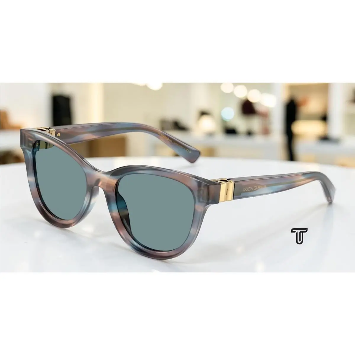 Dolce Gabbana DG4533 344880 Striped Blue Teal Blue 54 mm Women`s Sunglasses