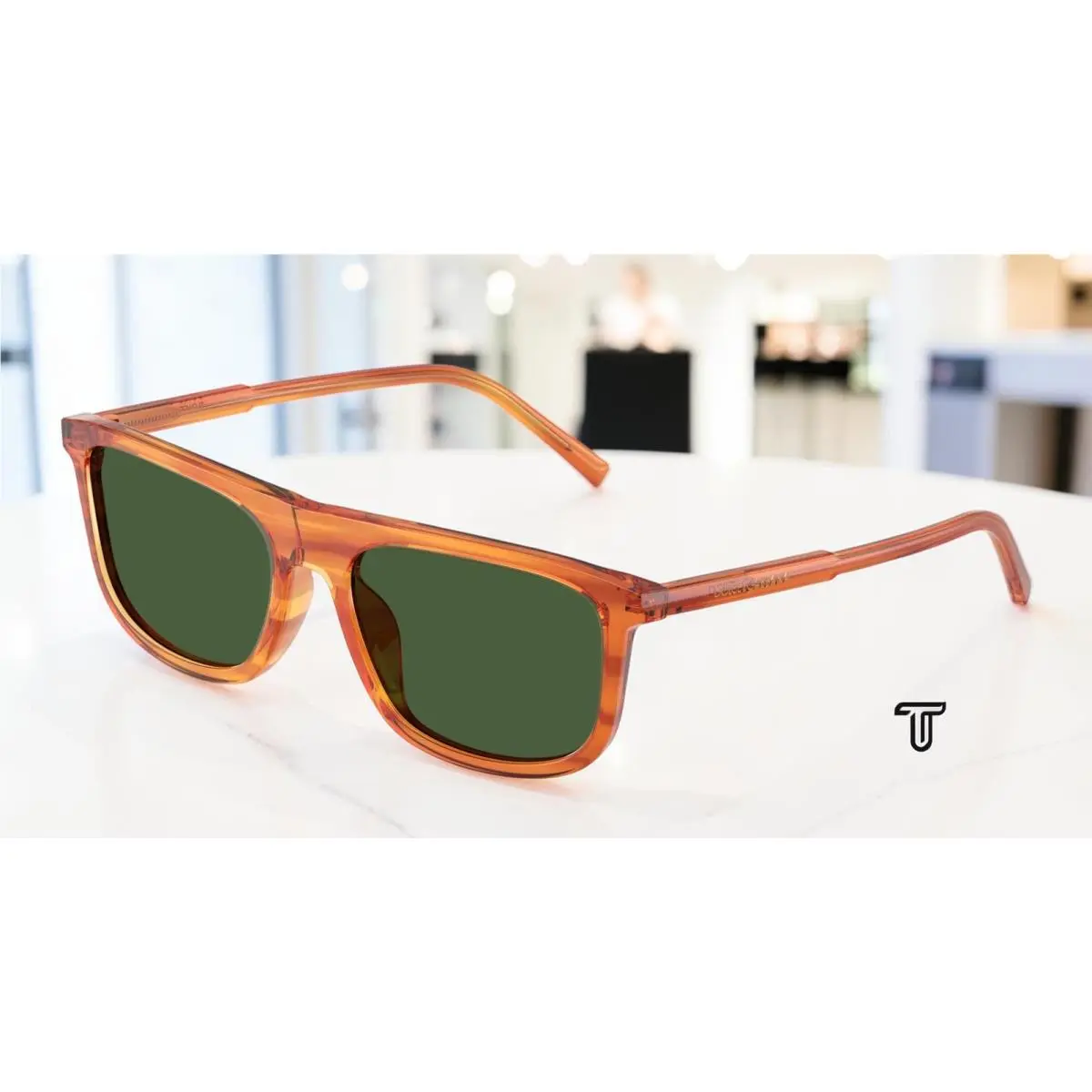 Dolce Gabbana DG4542 348371 Camel Striped Ginger Green 56 mm Men`s Sunglasses