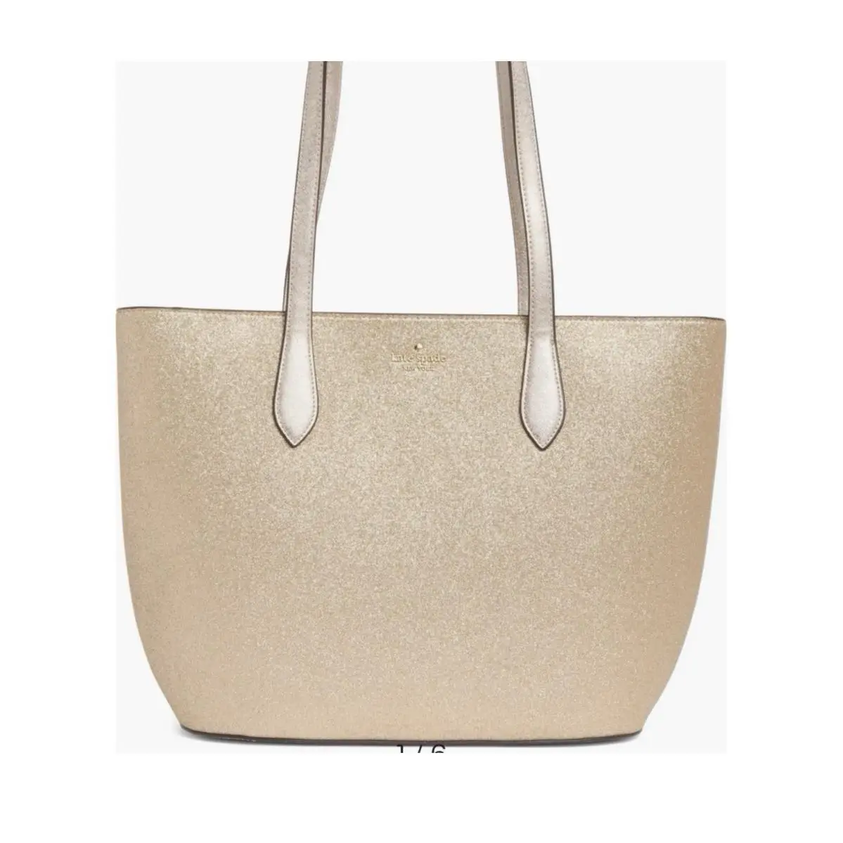 Kate Spade New York Gold Glimmer Leather Zip Top Tote Bag Retail