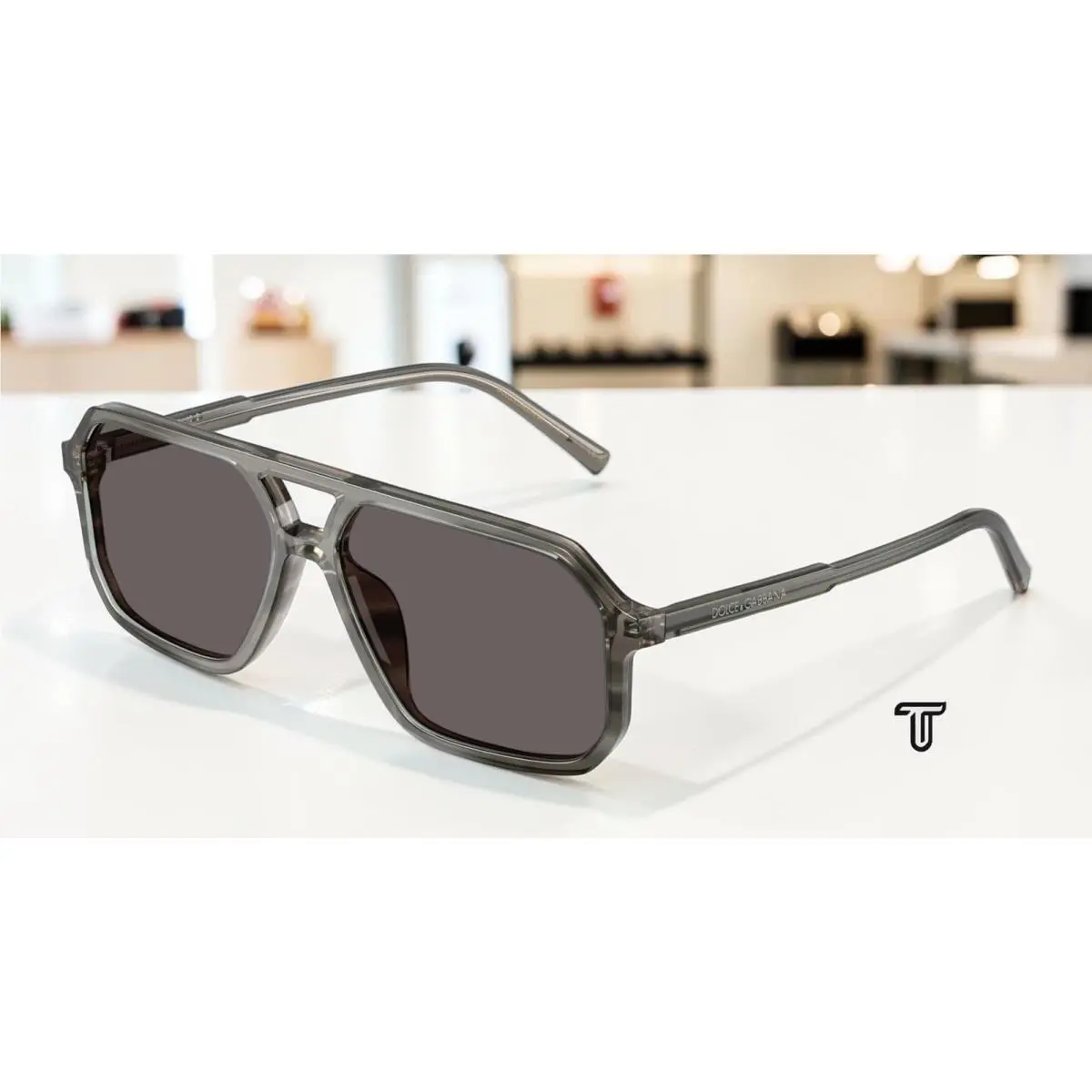 Dolce Gabbana DG4541 347987 Grey Striped Grey Black Smoke 59mm Mens Sunglasses