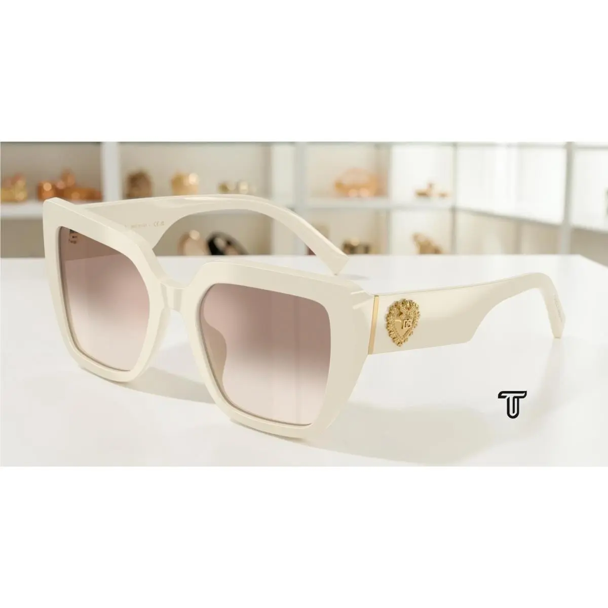 Dolce Gabbana DG4538 331294 Cream Clear Brown Silver 54 mm Women`s Sunglasses