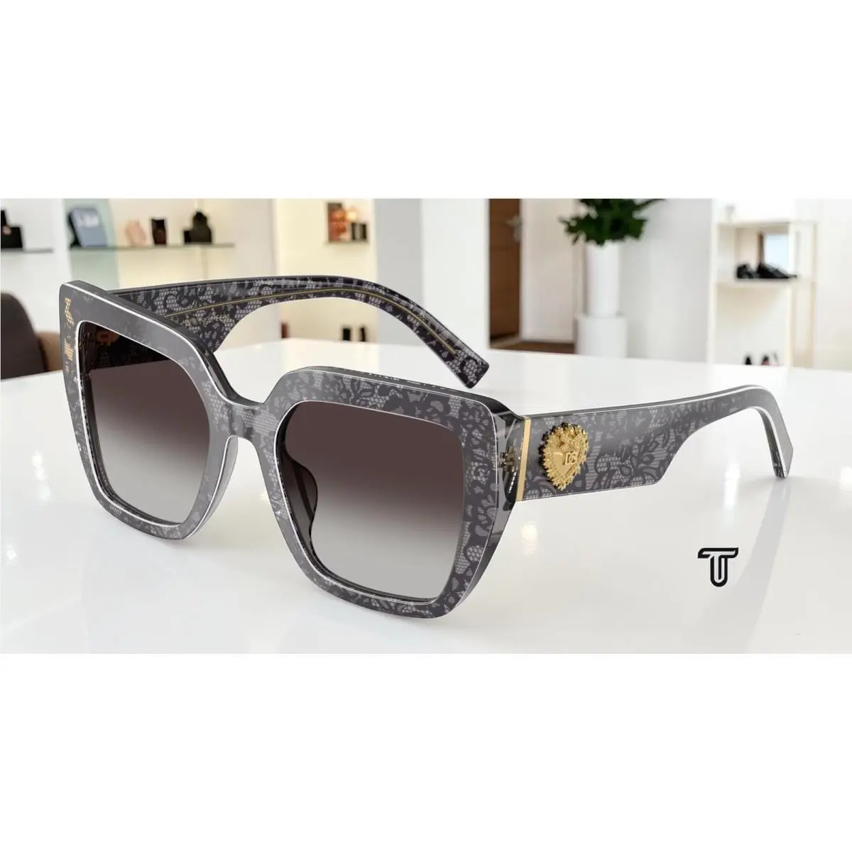 Dolce Gabbana DG4538 34718G Print Black Lace Grey Grad 54mm Women`s Sunglasses