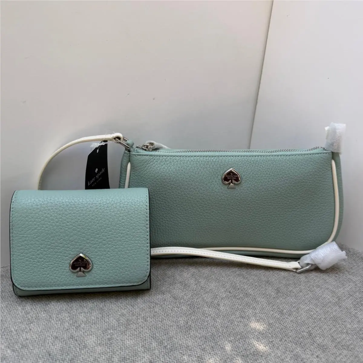 Kate Spade Kayla Mini Shoulder Bag/ Small L-zip Wallet 2 Pcs. Set Leather