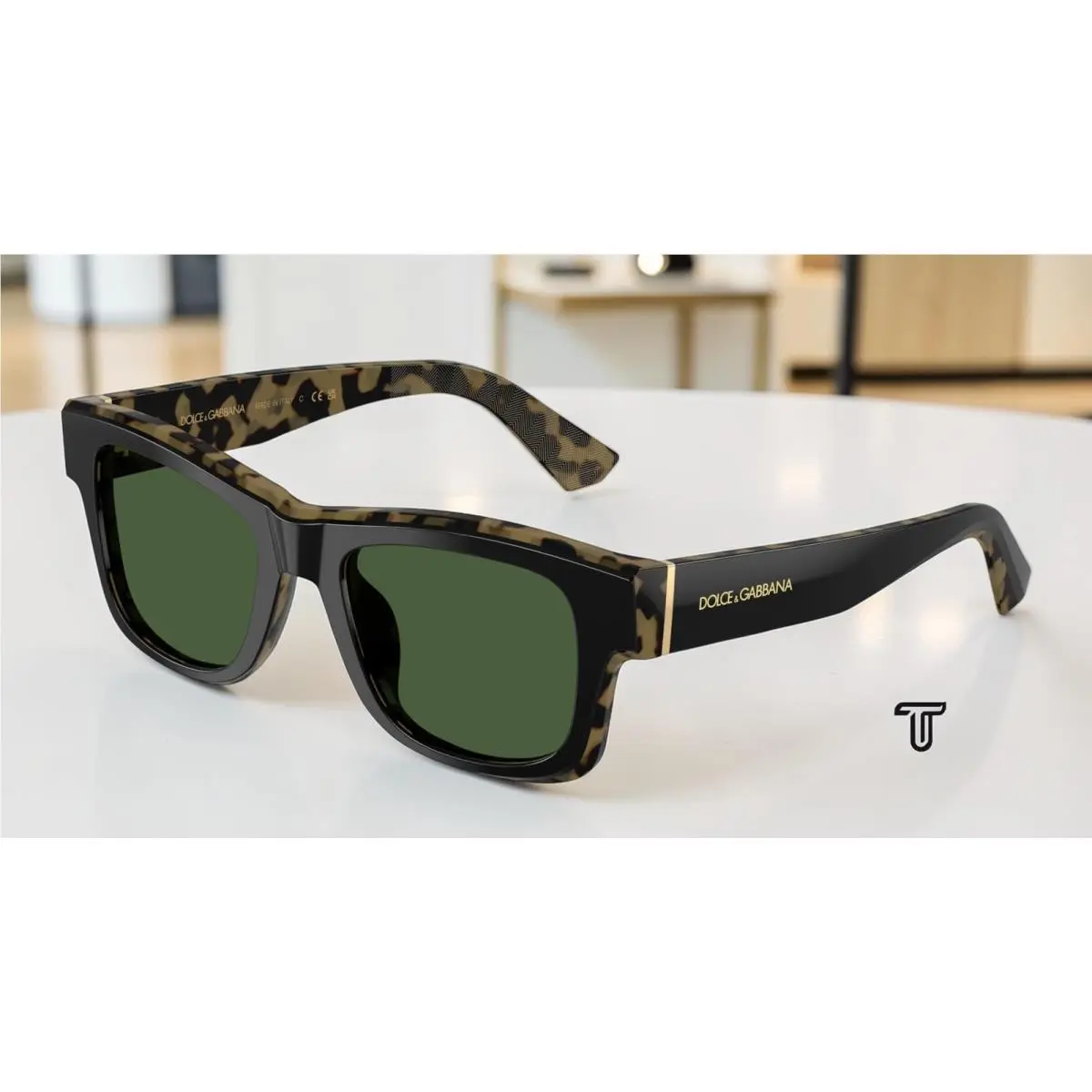 Dolce Gabbana DG4515 340471 Black On Yellow Havana Green 52mm Men`s Sunglasses