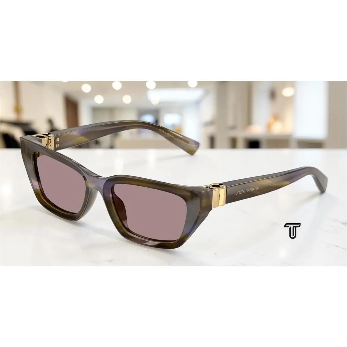 Dolce Gabbana DG4532 3447LA Striped Olive Violet 53 mm Women`s Sunglasses