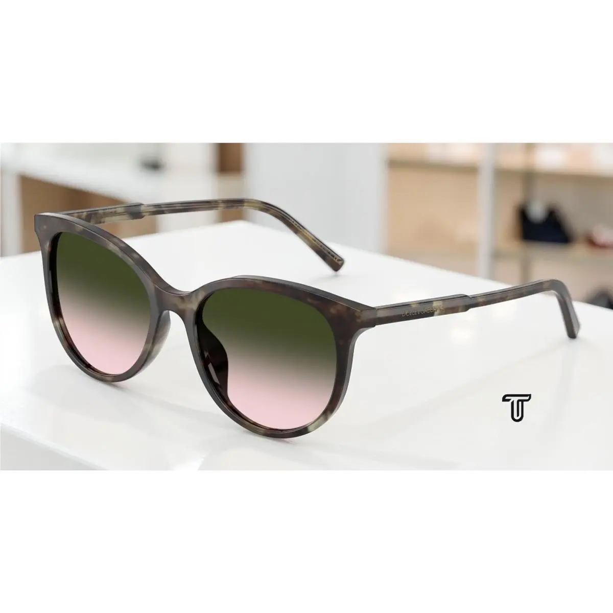 Dolce Gabbana DG4540 34782C Green Havana Brown Grad Green 55mm Women Sunglass