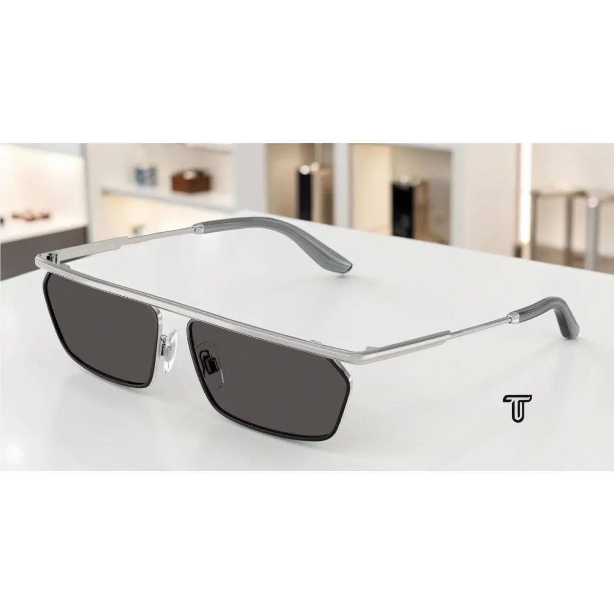 Dolce Gabbana DG2327 132487 Silver Matte Black Dark Grey 60mm Men`s Sunglasses