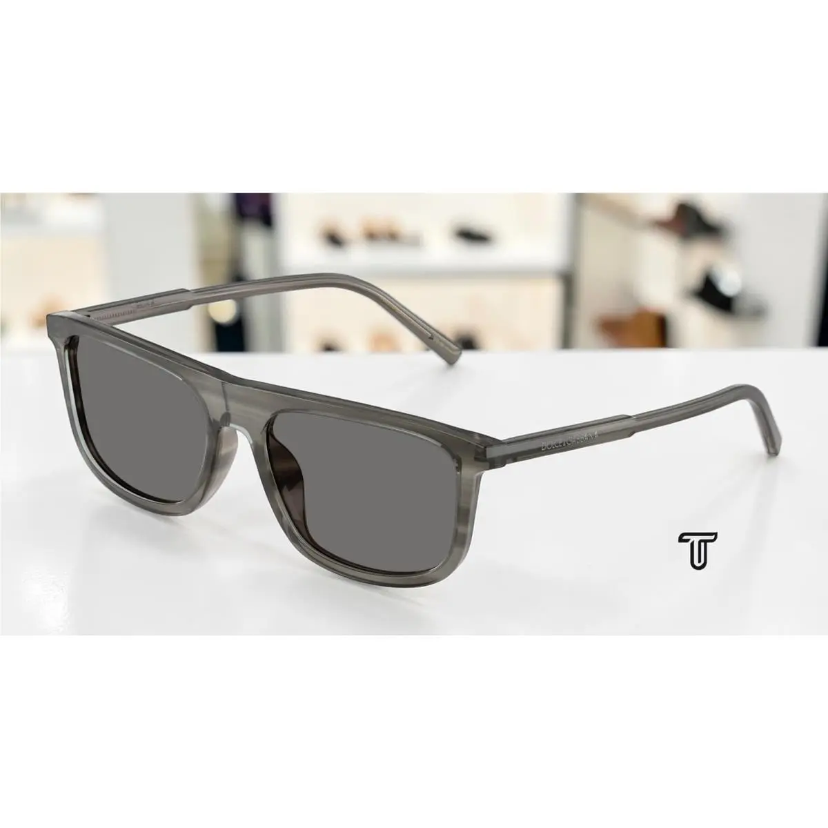 Dolce Gabbana DG4542 347981 Grey Striped Grey Polarized 56 mm Men`s Sunglasses