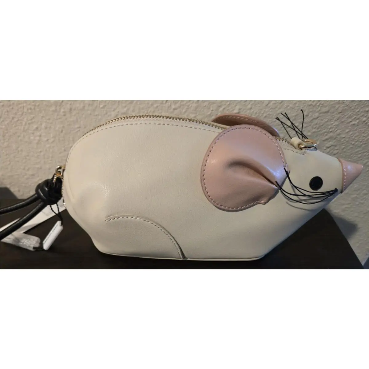 Kate Spade New York Cream Pink Pet Pouch Cat’s Meow Mouse Crossbody Bag Purse
