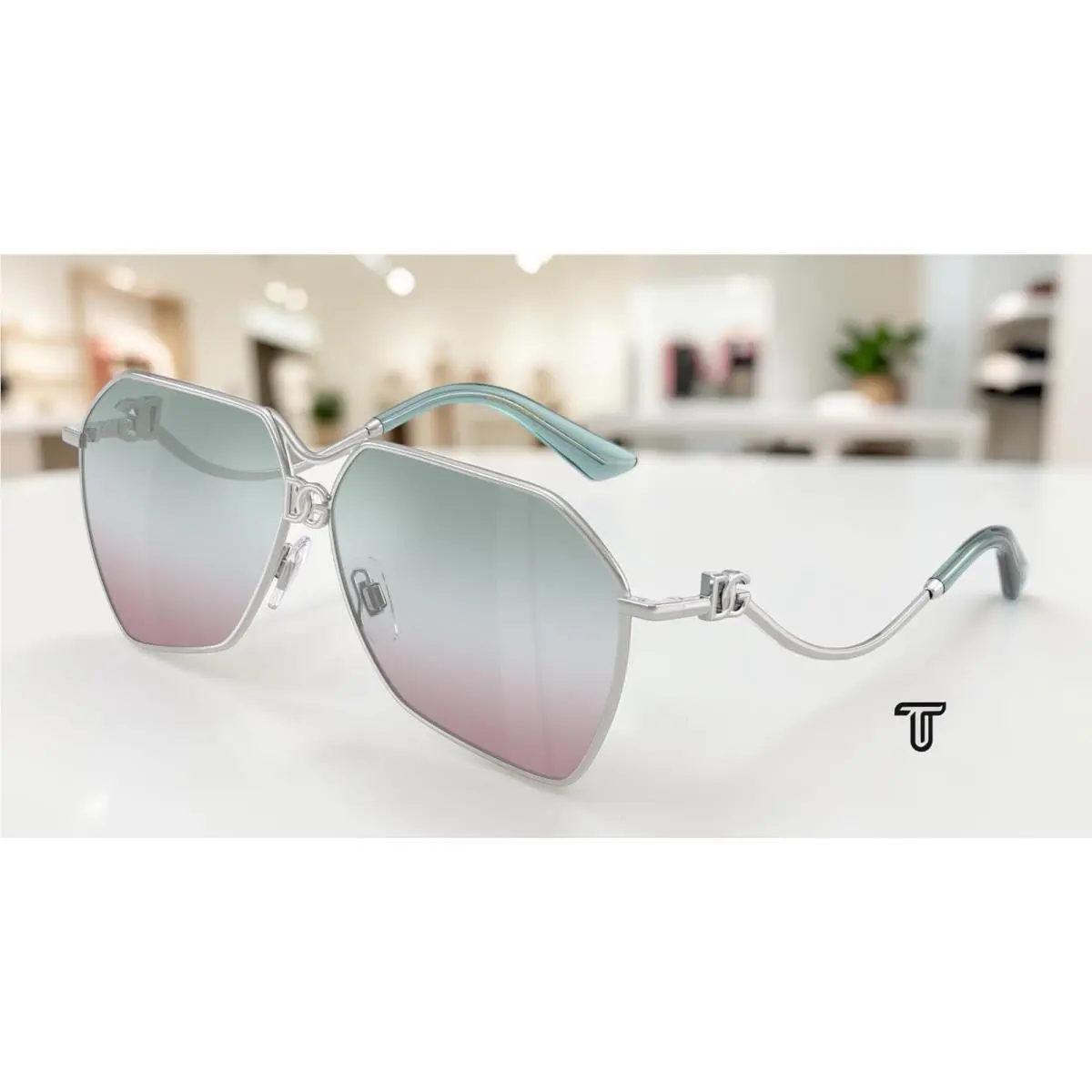 Dolce Gabbana DG2326 05 EL Silver Pink Grad Brown Mirror 62mm Women Sunglasses