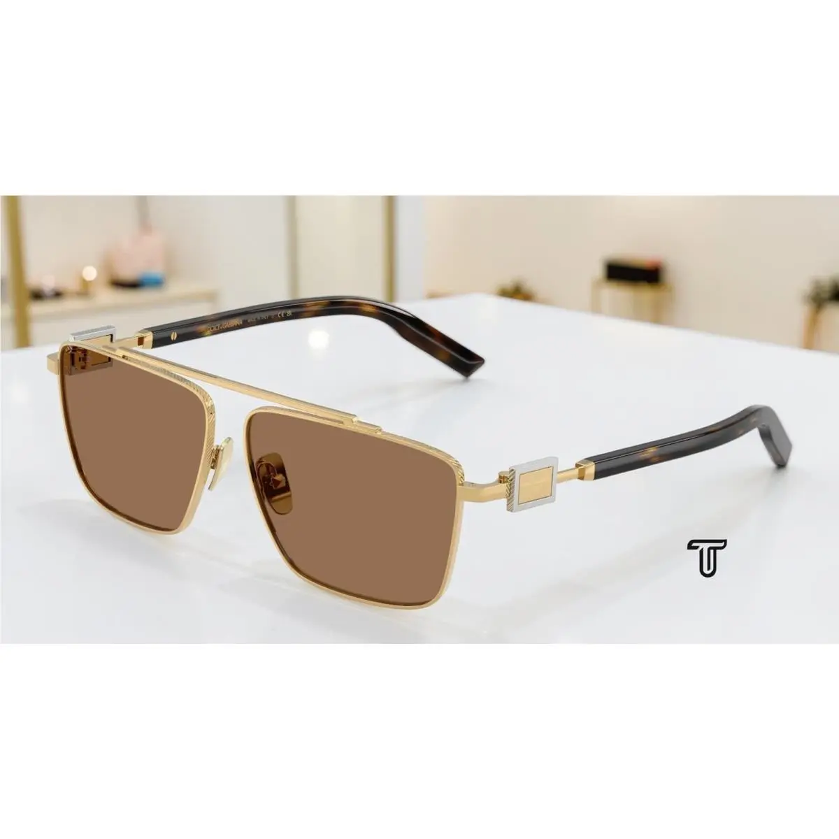 Dolce Gabbana DG2336 02 73 Gold Dark Brown 59 mm Men`s Sunglasses