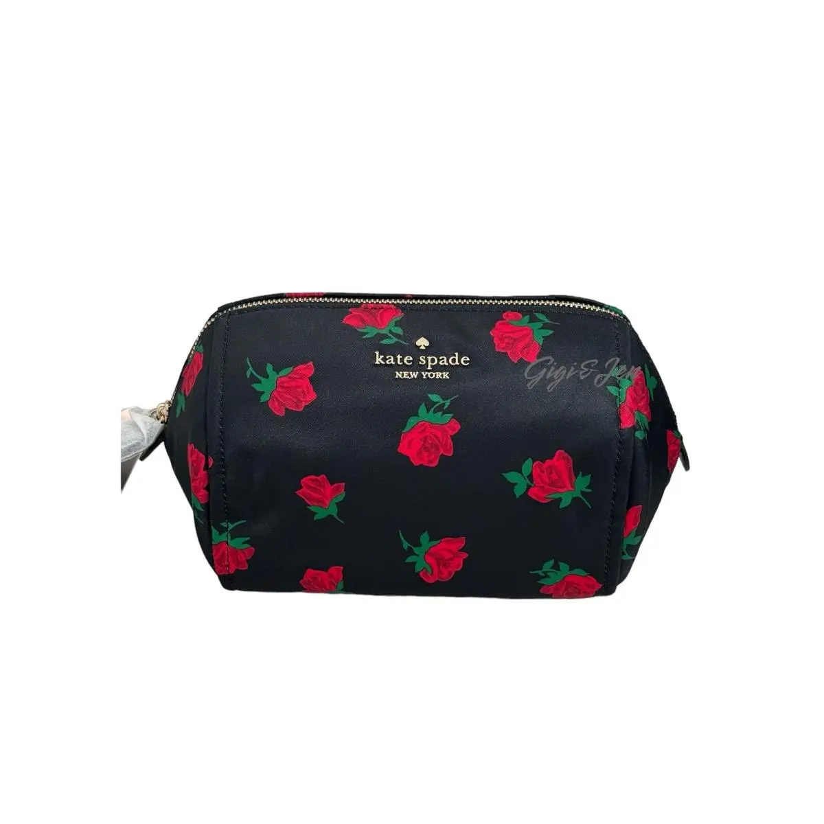 Kate Spade Chelsea Rose Toss Printed Medium Cosmetic Case - Exterior: Black
