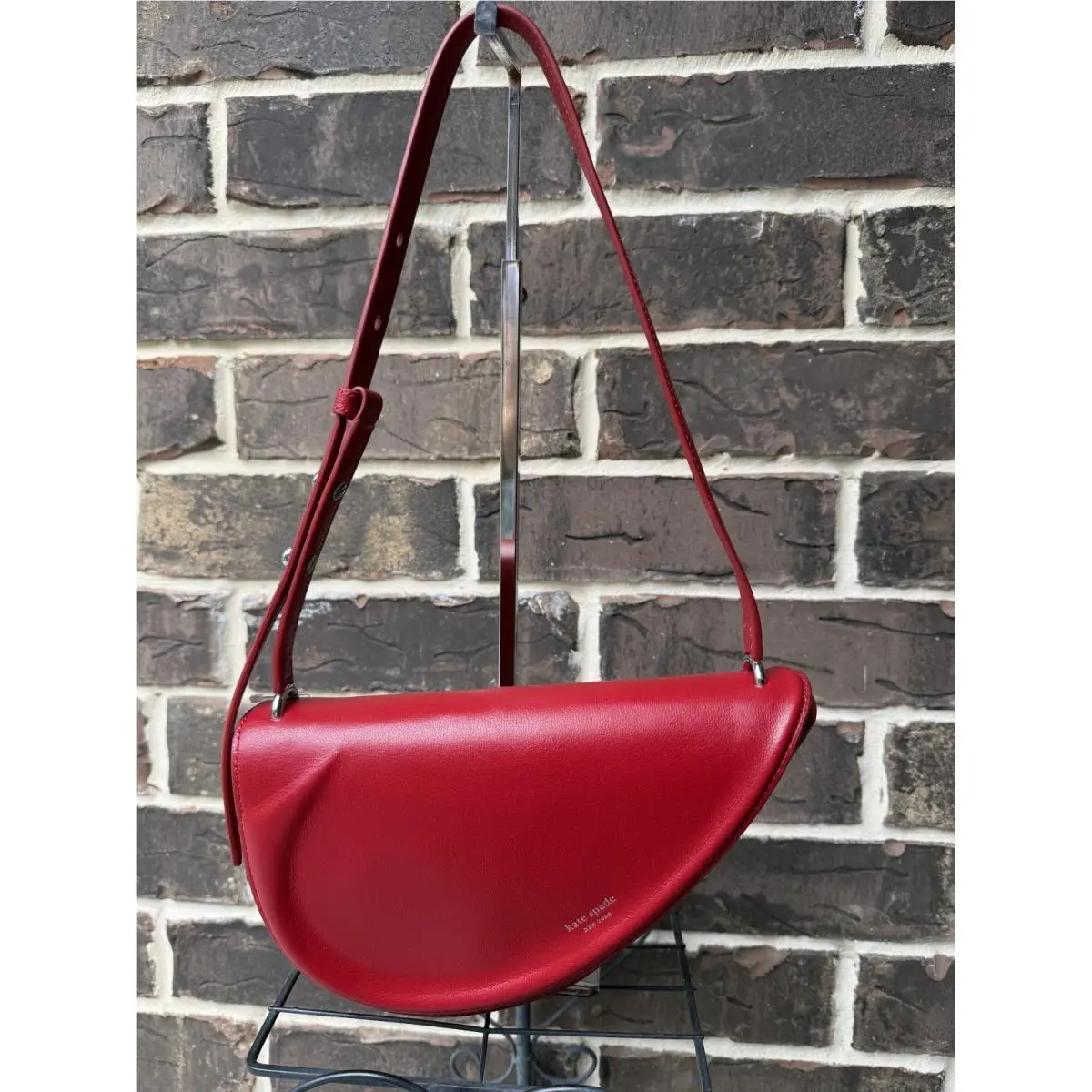Kate Spade The Spade Fine Grain Leather Shoulder Bag Jam Red