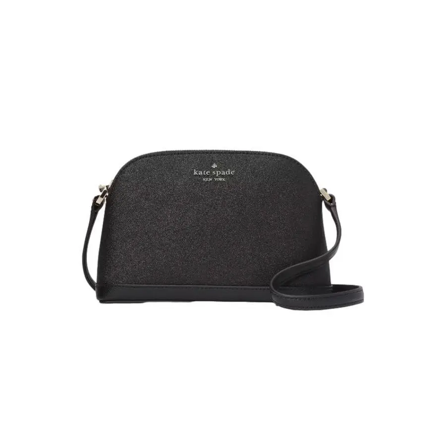 New York Tinsel Small Dome Crossbody Black Glitter Retail by Kate Spade