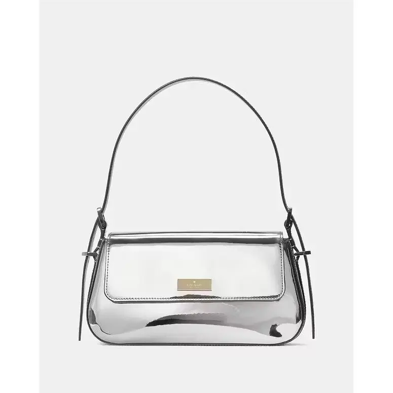 Kate Spade Bridget Mirror Metallic Shoulder Bag Silver 10 X 5 X 2