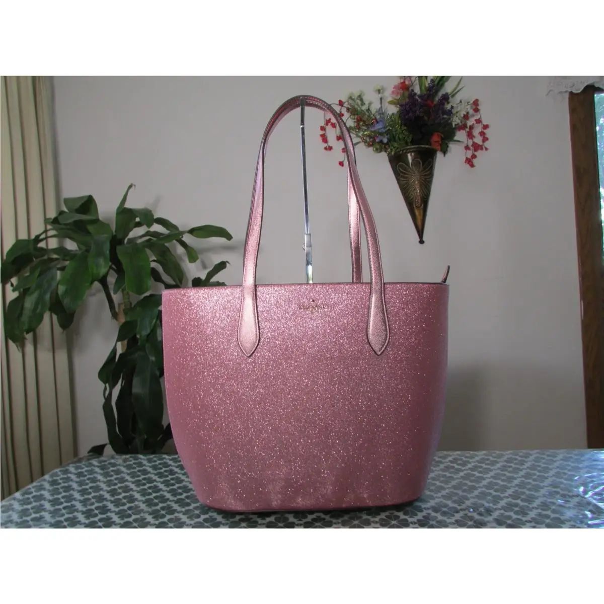 Kate Spade Glimmer Glitter Mixed Tote KE642 Mitten Pink
