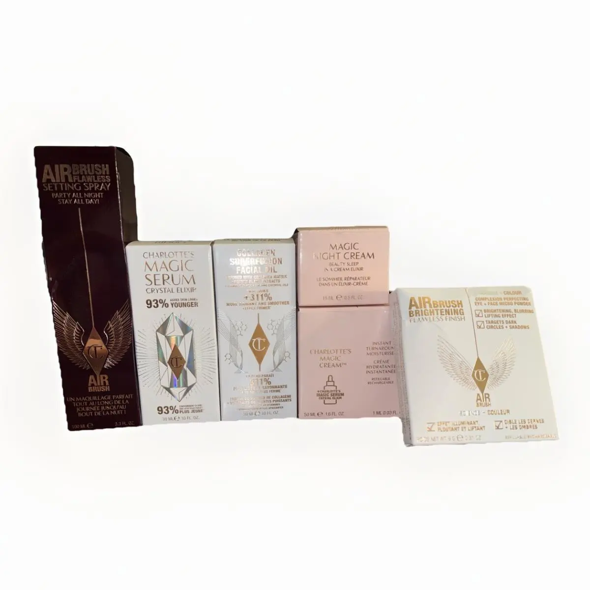 Charlotte Tilbury Bundle Magic Cream Serum Facial Oil Setting Spray Powder