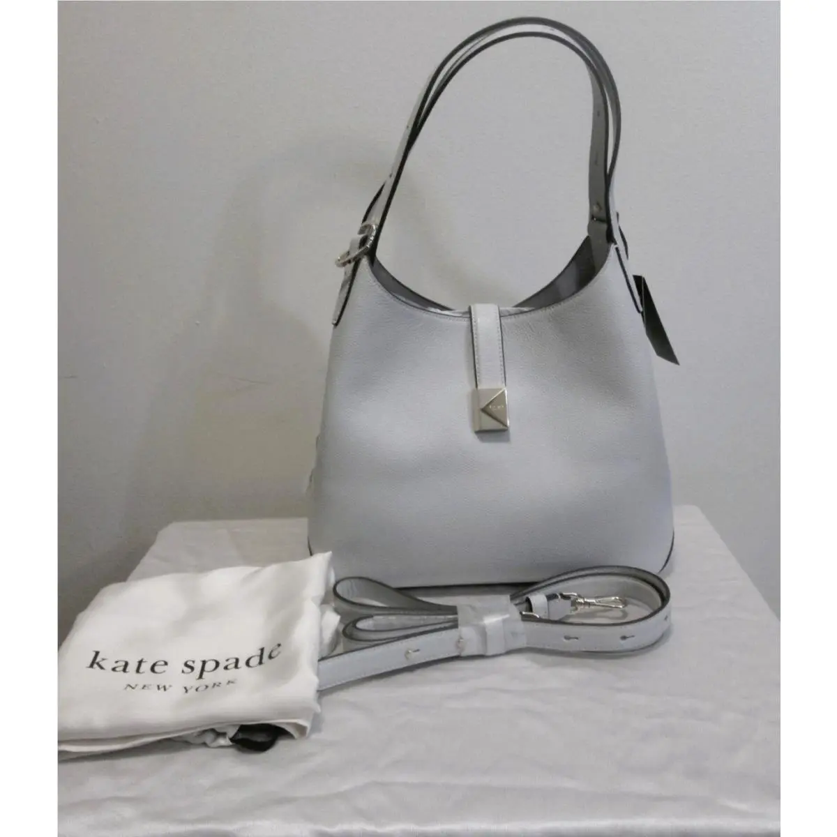 Kate Spade New York Deco Medium Crossbody Tote Pale Sapphire Pebble Leather