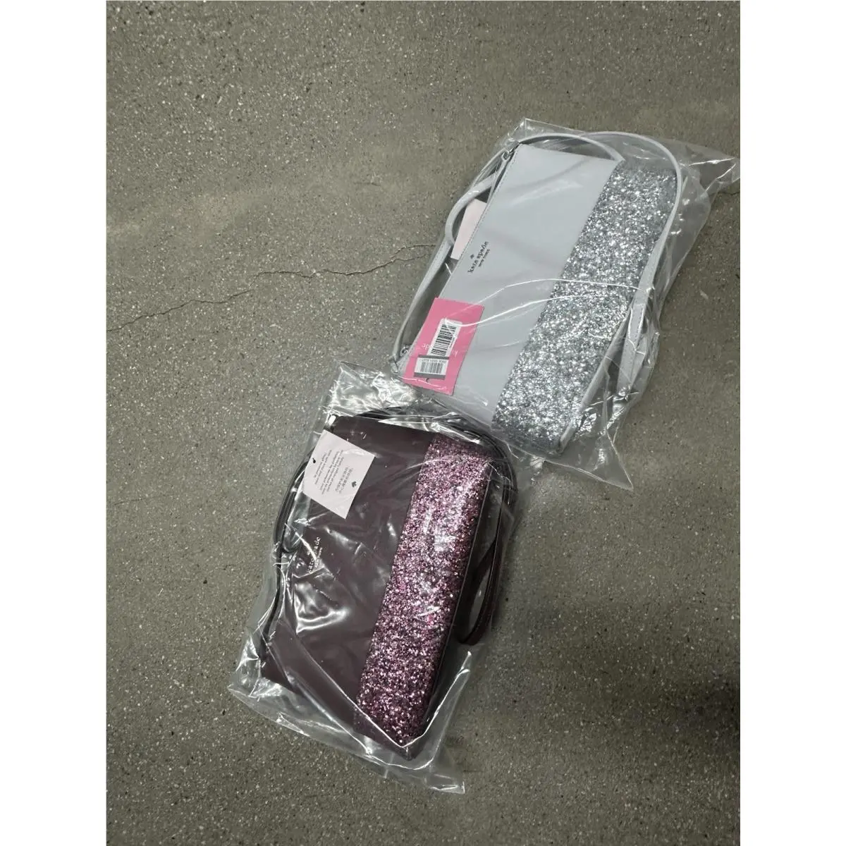 Kate Spade Crossbody White Silver Burgundy Cherry Flash Glitter Bag New