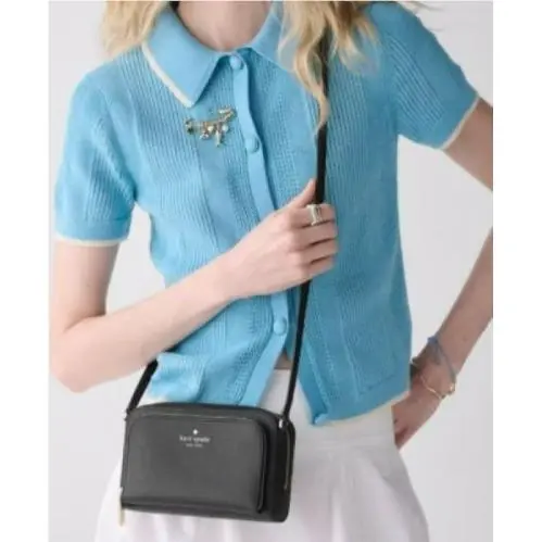 Kate Spade NY Black Leather Staci Mini Crossbody Wallet Handbag Clutch
