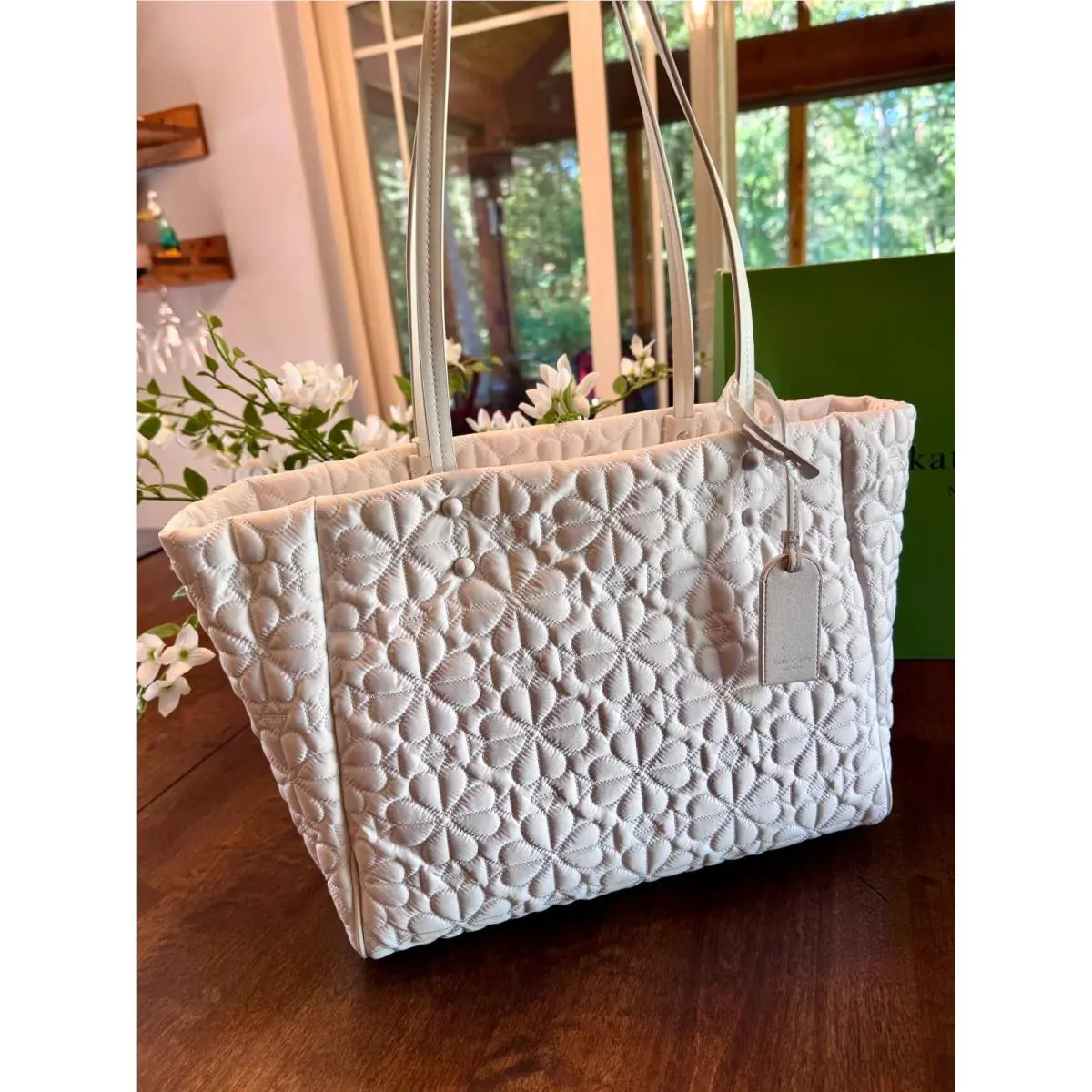 Tilly Quilted Medium Tote White Dove KL194 Shoulder Purse by Kate Spade
