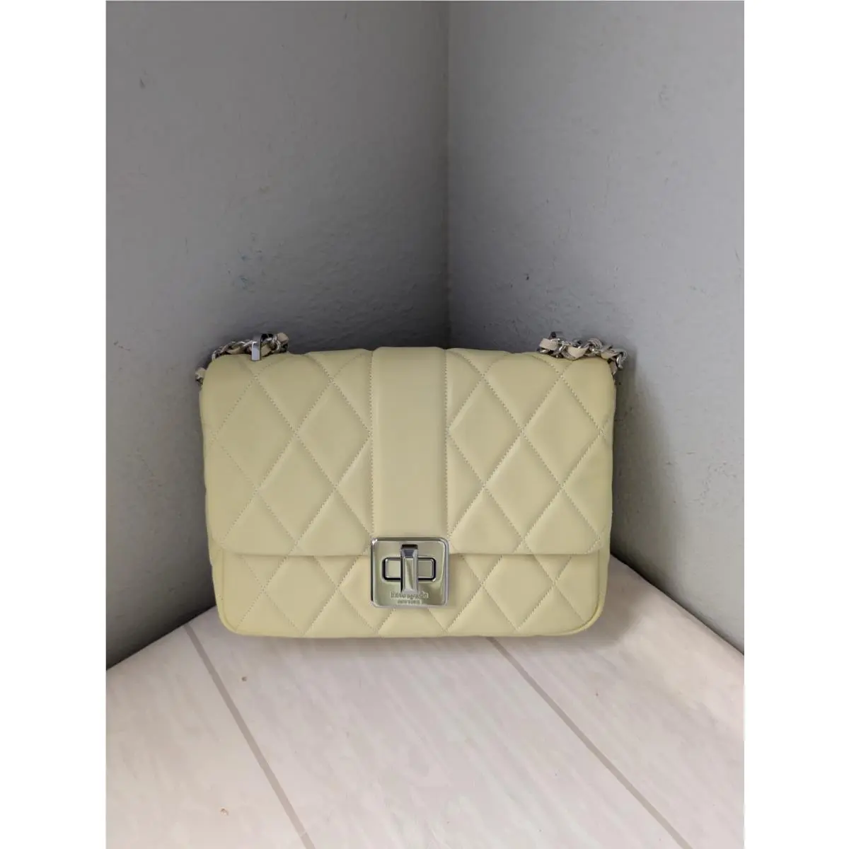 Kate Spade Carey Quilted Small Leather Flap Shoulder Bag Crossbody Lemon