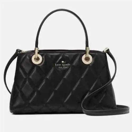Kate Spade Small Sullivan Satchel in Smooth Quilt Black with Gold Hardware