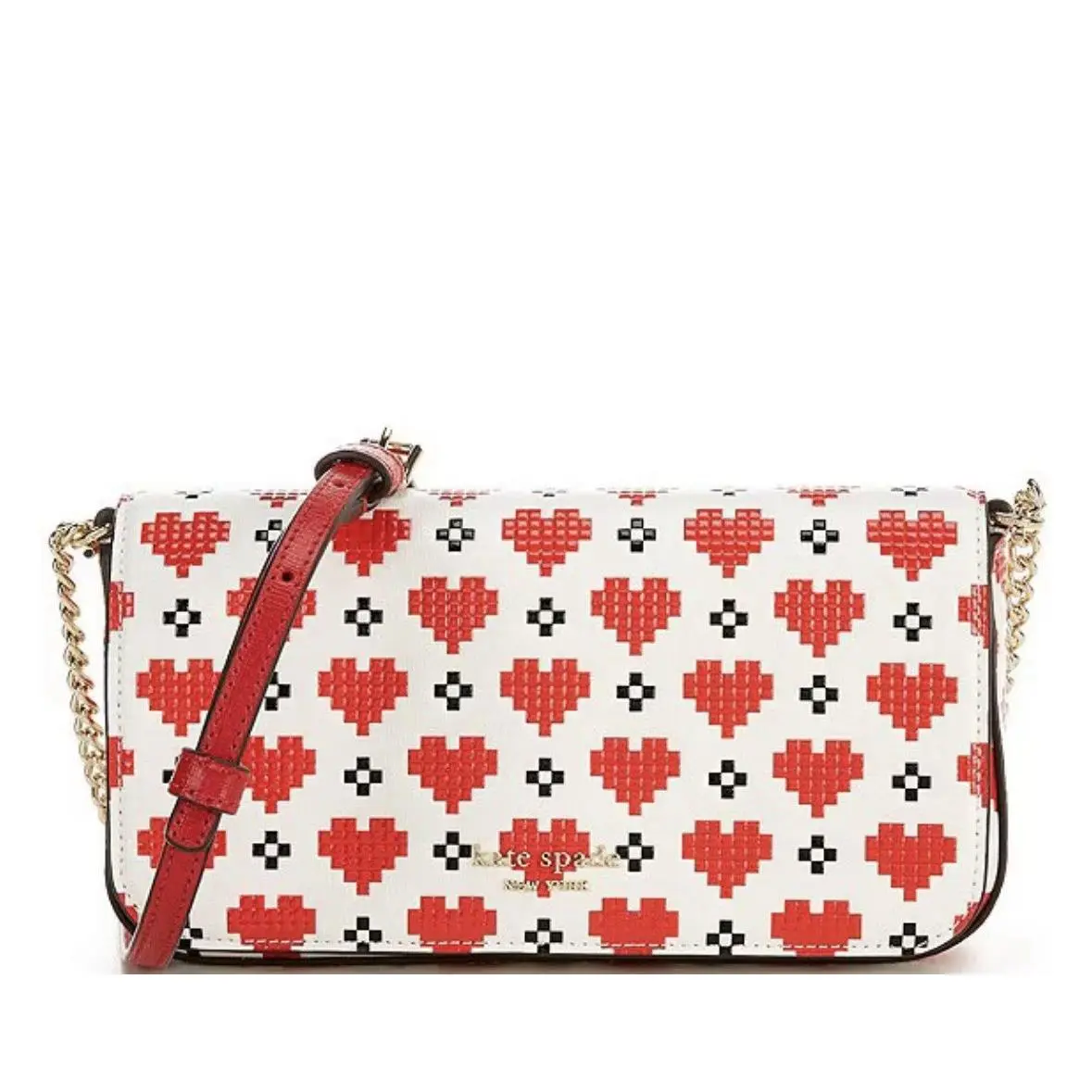 Kate Spade Devin Pixel Heart Saffiano Leather Small Crossbody Packaging