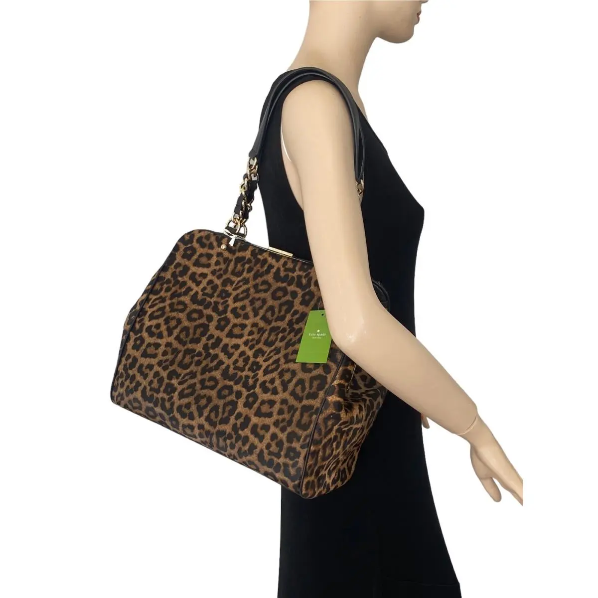 Kate Spade Crown Point Garcia Leopard Calf Hair Fur Tote Bag Purse