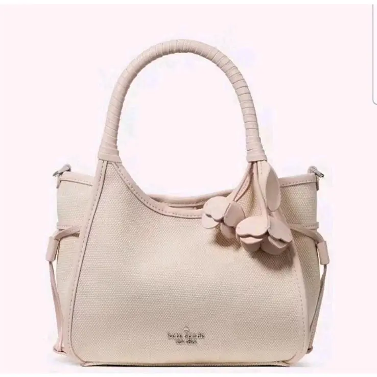 Kate Spade Stash Canvas Mini Carryall Bag Purse Pearl Pink Flower Charm New