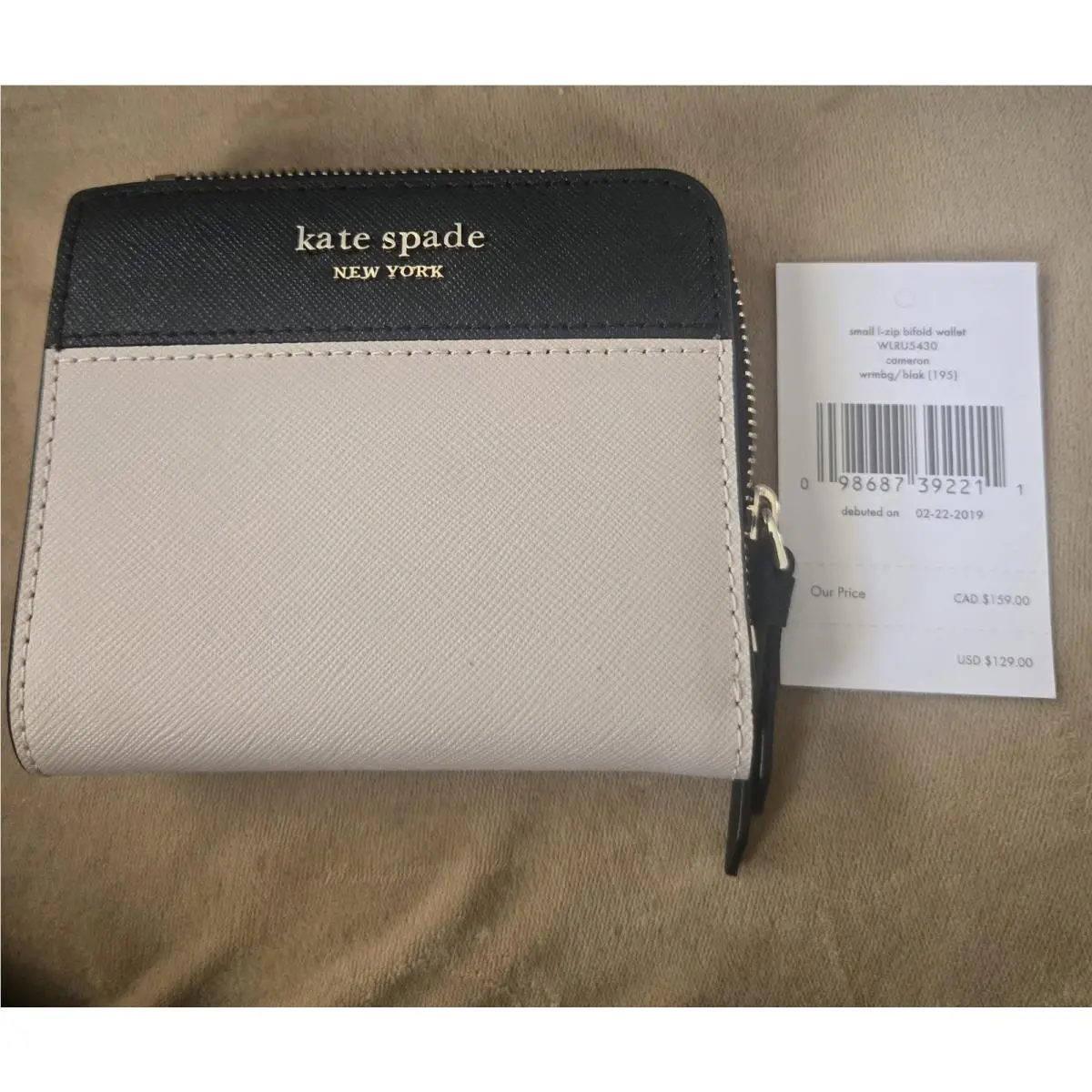 Kate Spade York Cameron Wrmbg/black Small L-zip Bifold Wallet WLRU5430