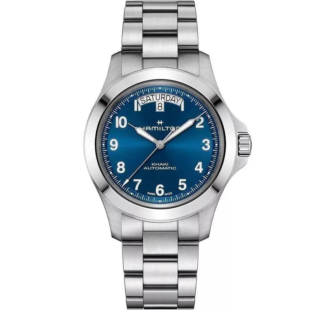 Hamilton Khaki Field King Auto Day-date Blue Dial 40 MM Watch H64475140 - Dial: Blue, Band: Silver