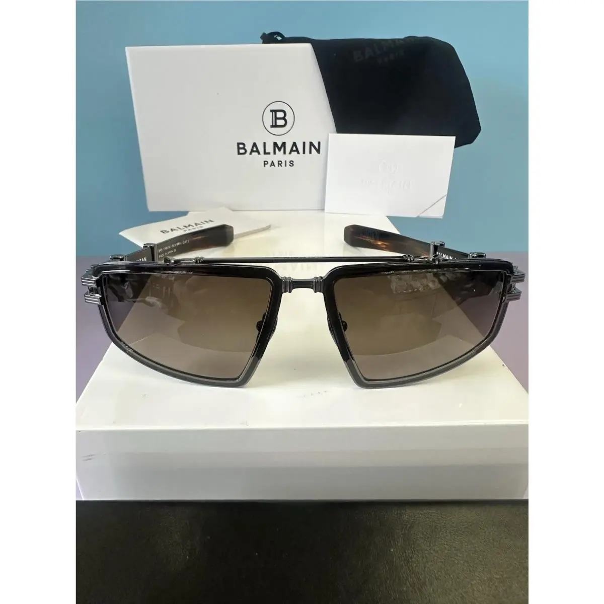 Balmain by Akoni Sunglasses Titan Gunmetal Black Brown BPS-139B-59 59 18 130