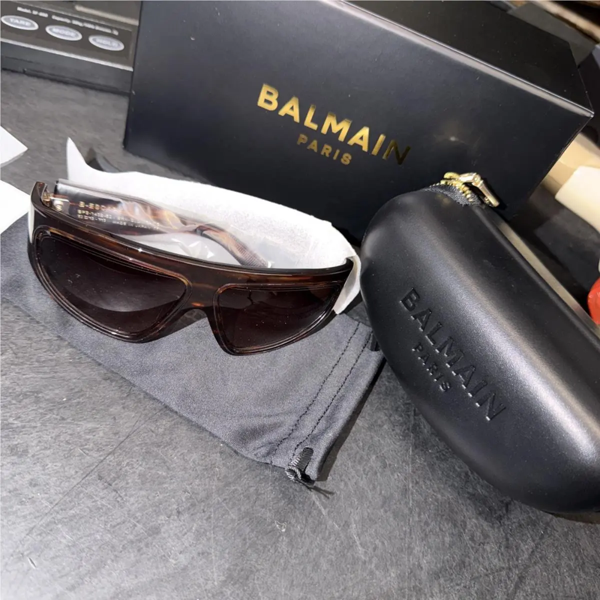 Mens Balmain 62mm Shield Novelty Sunglasses Havana Brown