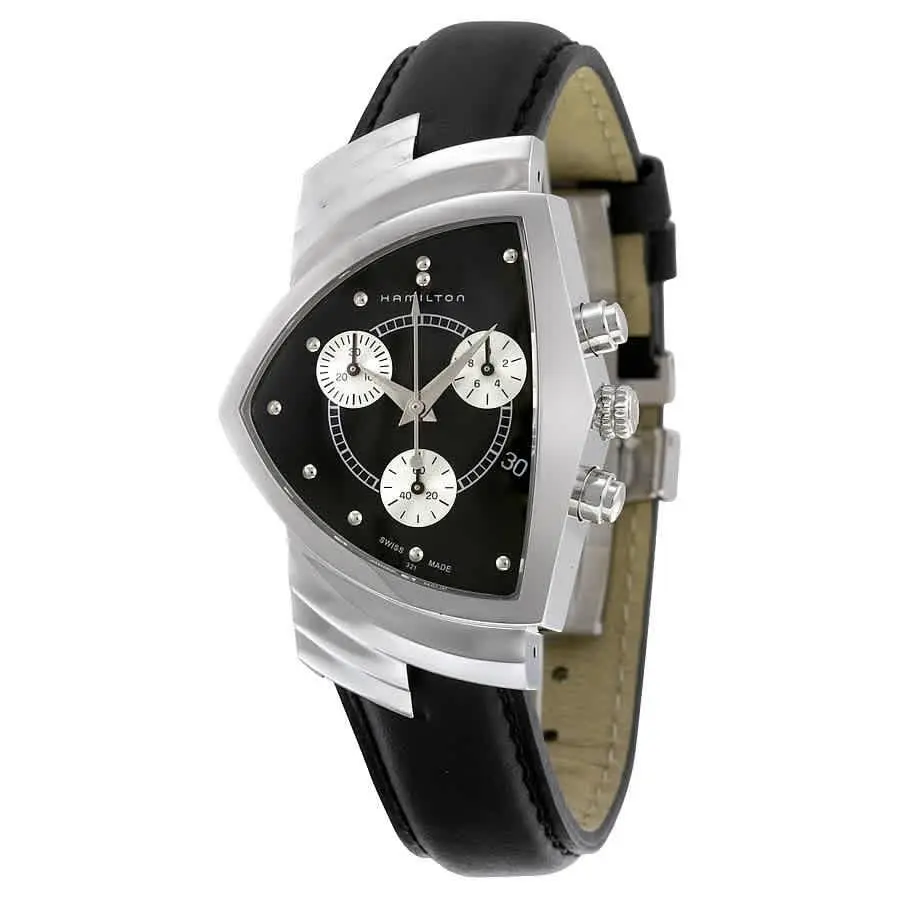 Hamilton Ventura Chrono Black Dial Shield Shaped Men`s Watch H24412732