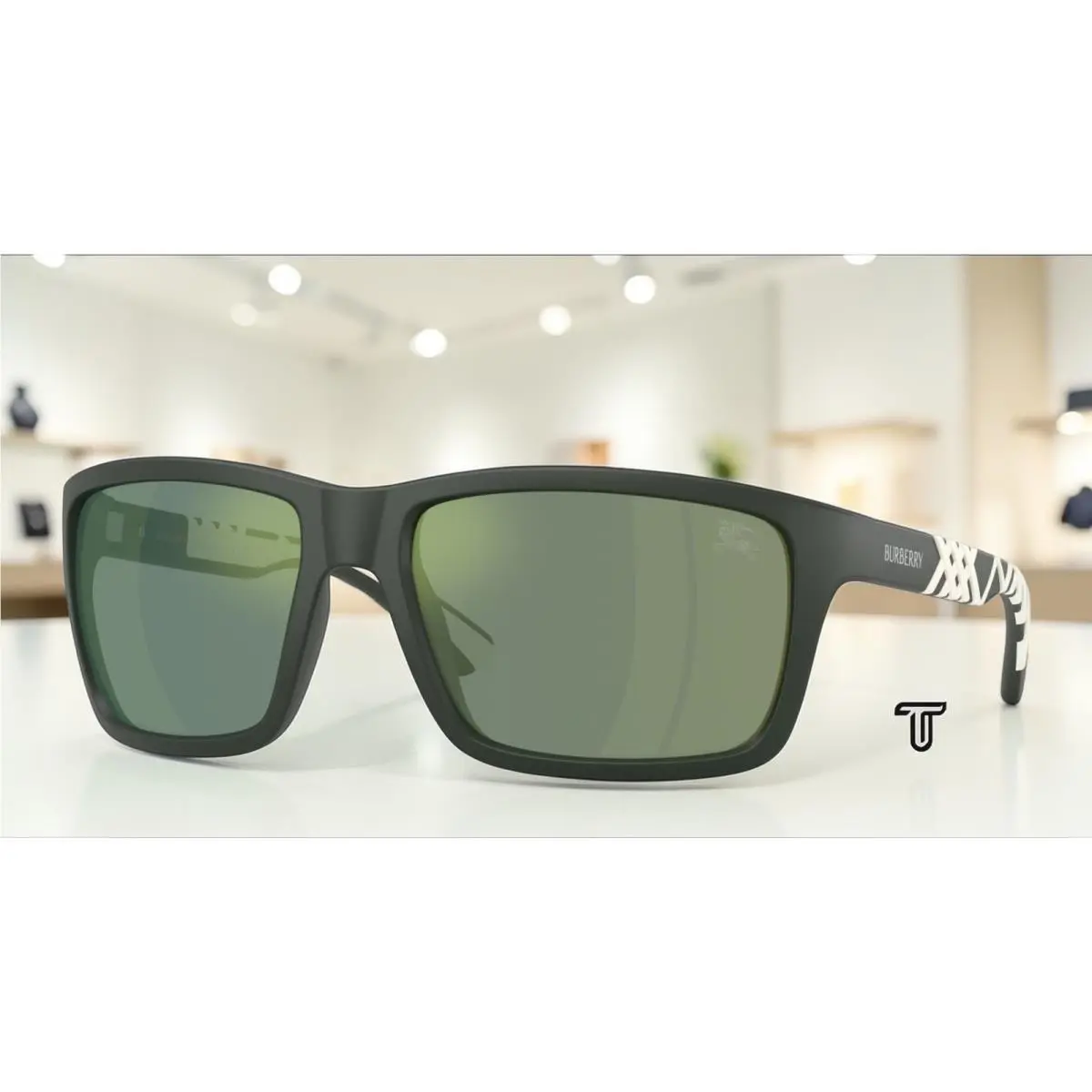 Burberry BE4483 42326R Matte Green Verde Specchio Petrol 60 mm Men`s Sunglasses