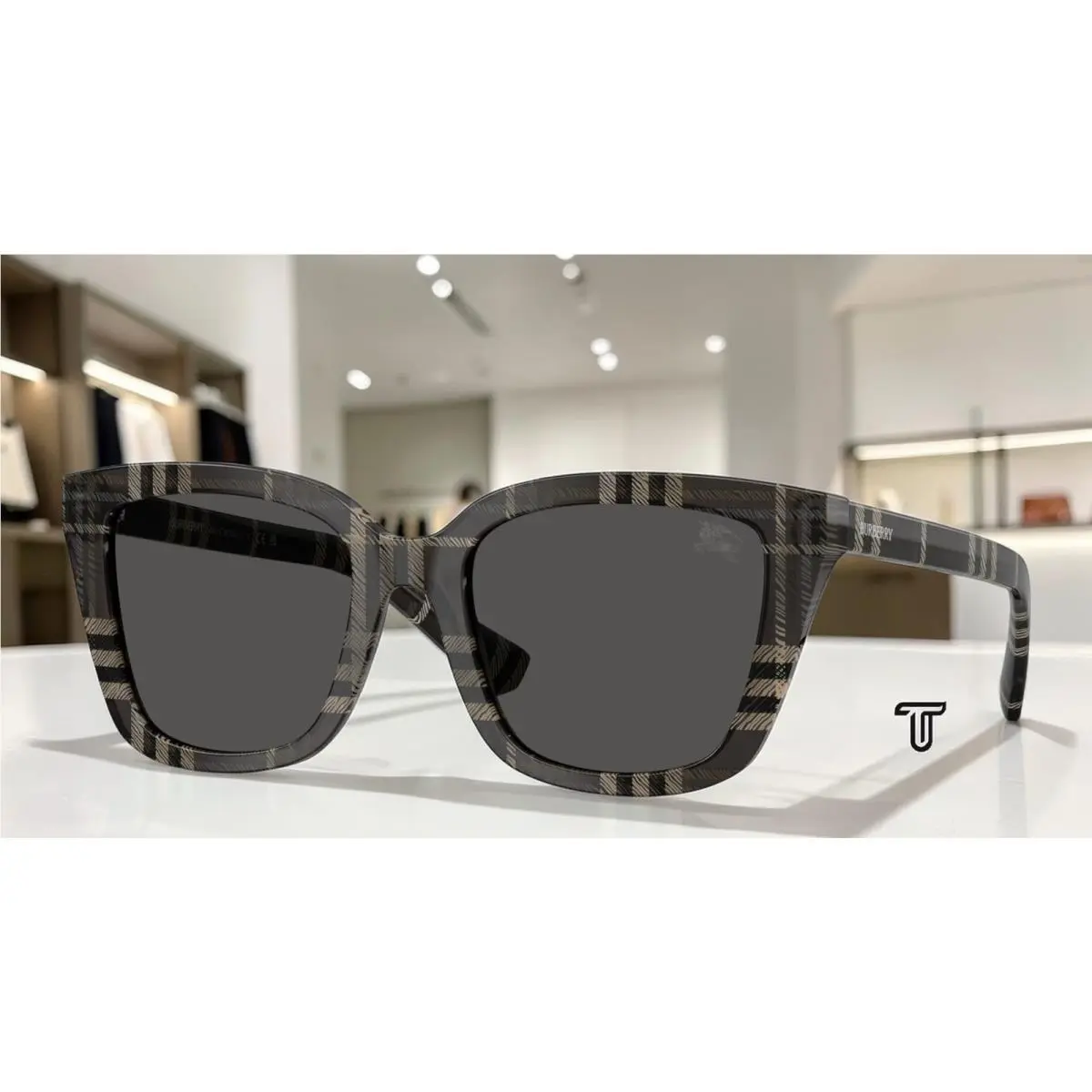 Burberry BE4487 419987 Check Grey Dark Grey 52 mm Women`s Sunglasses