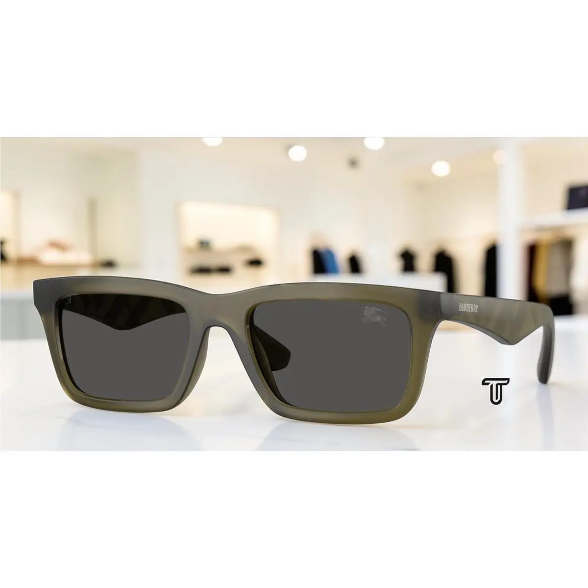 Burberry BE4475U 421287 Matte Green Dark Grey 53 mm Men`s Sunglasses