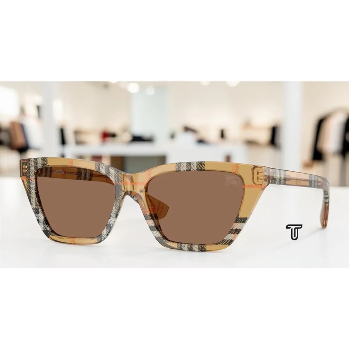 Burberry BE4468 416373 Check Sand Dark Brown 54 mm Women`s Sunglasses