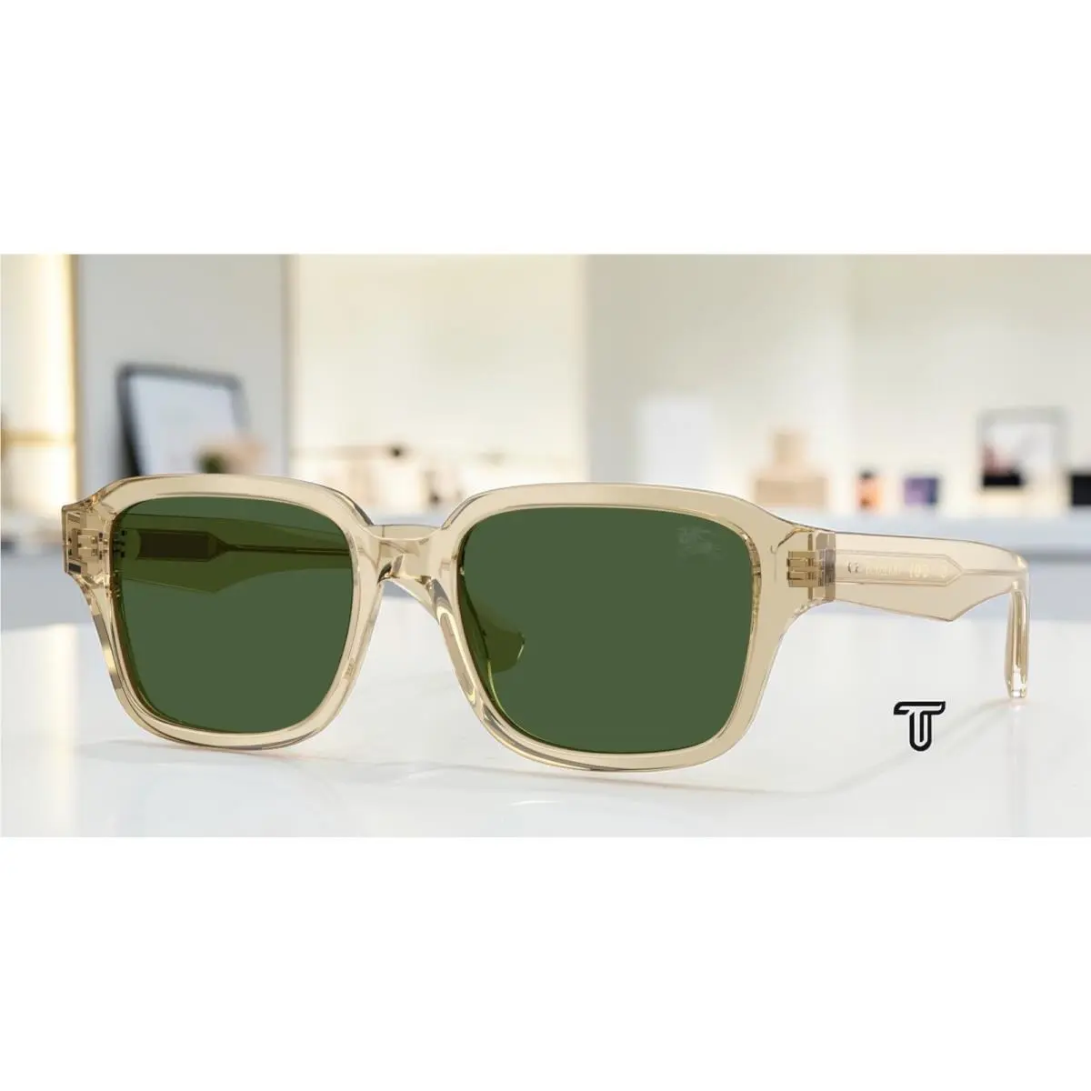 Burberry BE4484F 422671 Beige Dark Green 53 mm Men`s Sunglasses