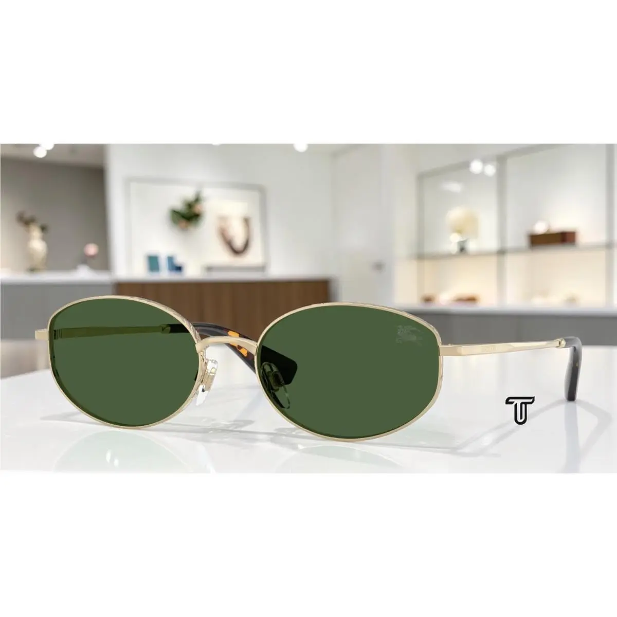 Burberry BE3169 110971 Light Gold Dark Green 55 mm Women`s Sunglasses