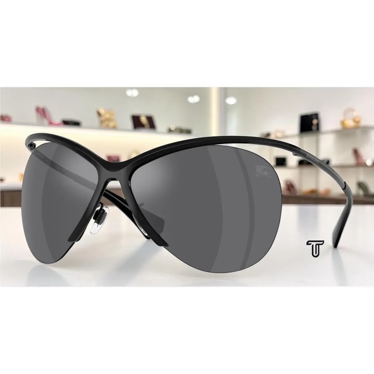 Burberry BE3168 10016G Black Grey Mirror Silver 37 mm Women`s Sunglasses