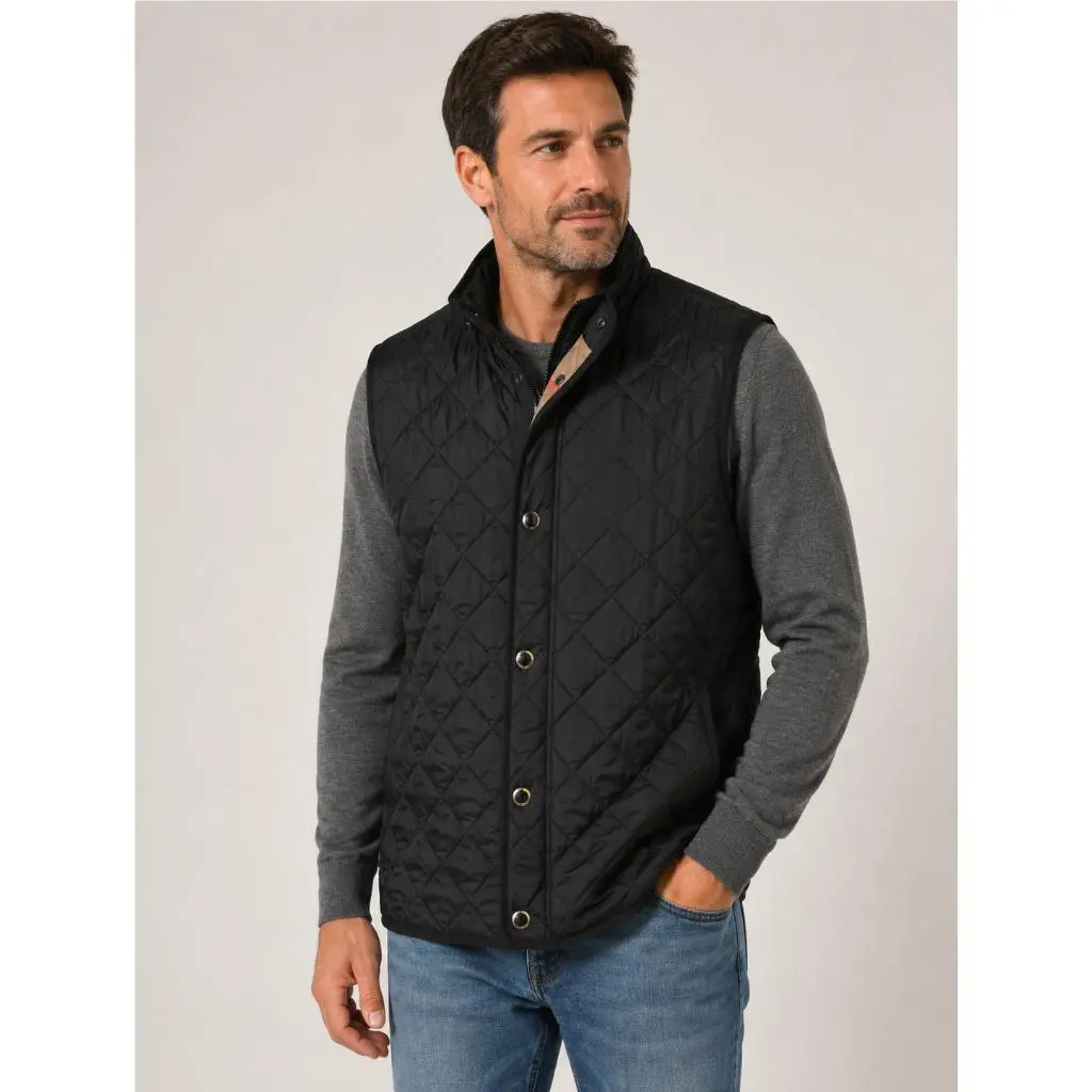 Burberry Luxury Quailted Black Check Lining Vest Jacket XL Xlarge