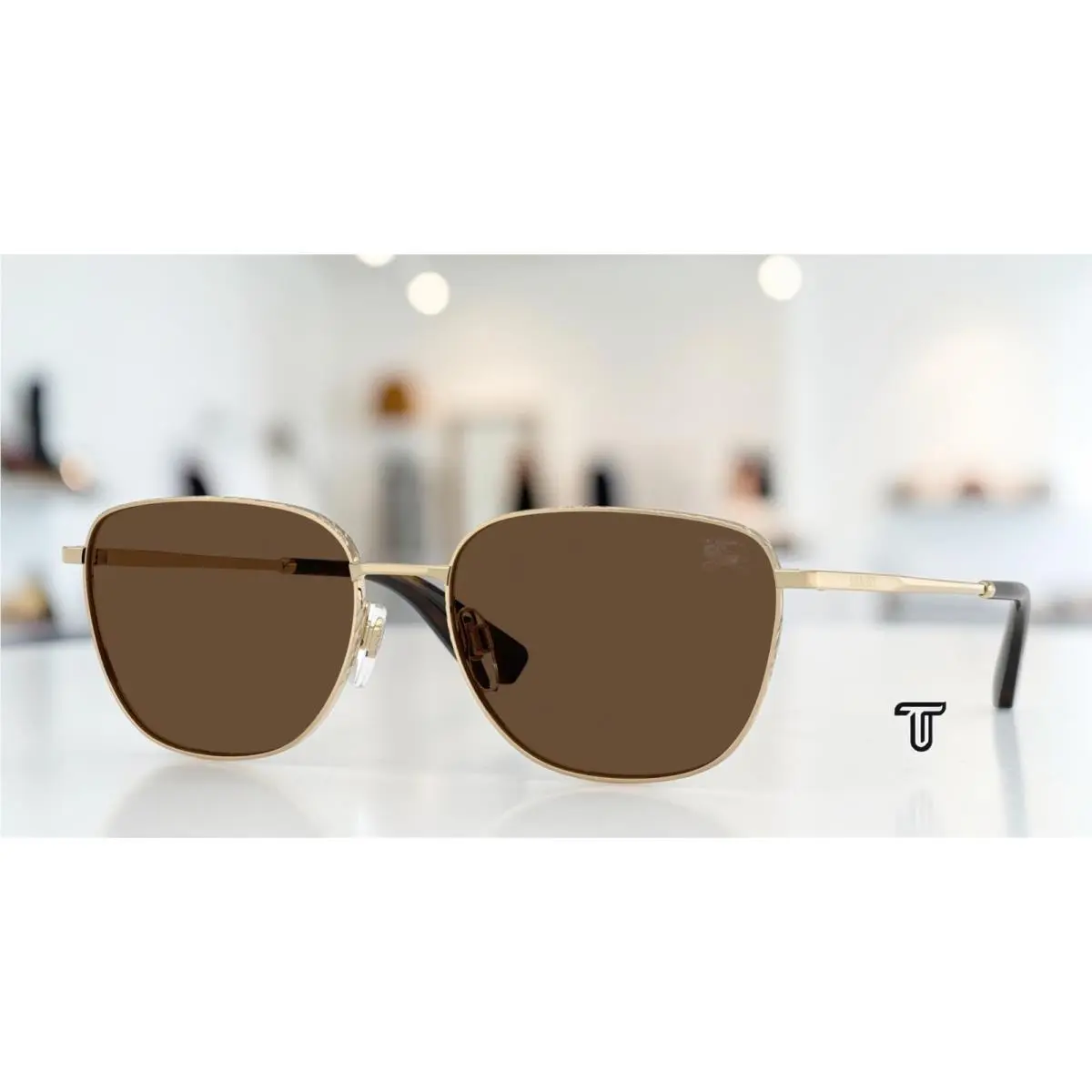 Burberry BE3171 110973 Light Gold Dark Brown 57 mm Men`s Sunglasses