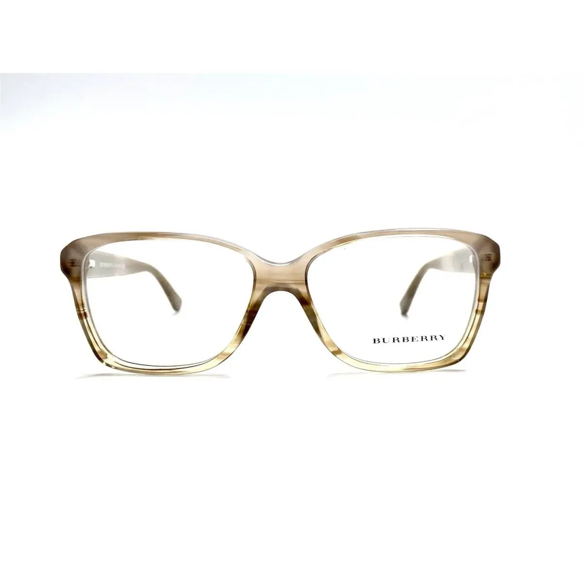 Burberry Brown Clear Beige Wood Style Square Glasses Italy B2121 52 14 140
